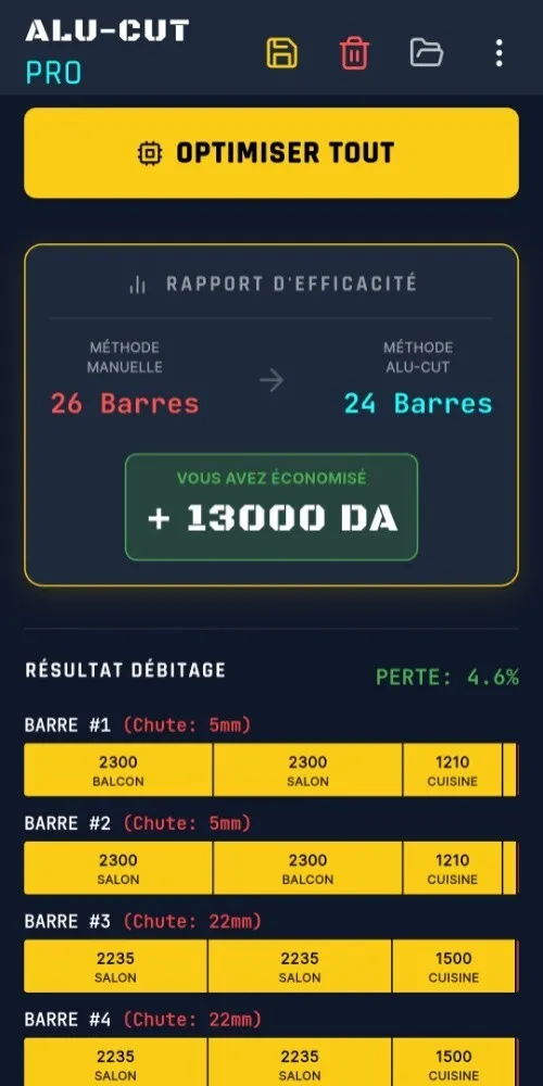 STOP PERTE D'ARGENT : Logiciel Calcul Aluminium (TPR / START / OXXO) - Optimiseur de Coupe