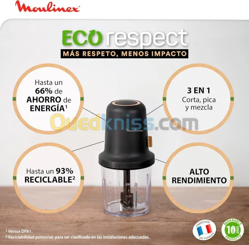 Hachoir Moulinex Eco Respect 0,5 L, 2 lames, 500 W AT80E810