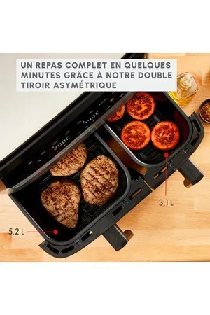 Friteuse MOULINEX A AIR DUAL EASY FRY & GRILL INOX 2 TIROIRS EZ905D20
