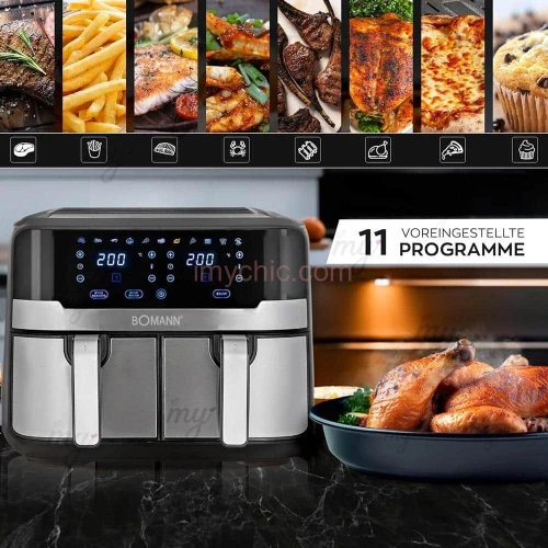 Friteuse À Air Chaud 9L 2400W Avec Minuterie Et Technologie Dual Zone Bomann FR 6147 HCB