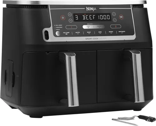 Air Fryer Ninja double compartiment XL, 6-en-1, 9,5 L avec thermosonde, Noir, AF451EU