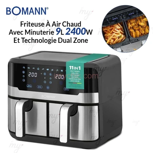 Friteuse À Air Chaud 9L 2400W Avec Minuterie Et Technologie Dual Zone Bomann FR 6147 HCB