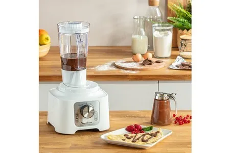 Robot multifonction MOULINEX DOUBLEFORCE COMPACT 800 W AVEC BLENDER, 7 ACCESSOIRES FP544111