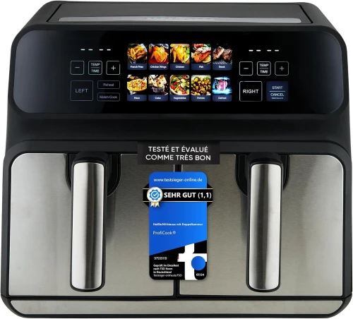  Friteuse à air chaud ProfiCook 2 compartiments 8 litres (2x4 L) 2200W PC FR 1287 H