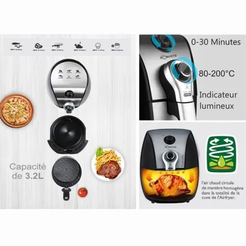 Friteuse Sans Huile Robuste - Air Fryer - 3.2 L - 1500 W - AF3