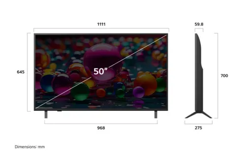 TV Smart TV LG UHD AI UA85 4K 50 pouces Télécommande AI Magic Remote HDR10 webOS25 2025
