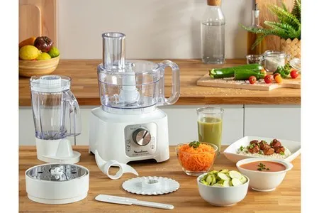 Robot multifonction MOULINEX DOUBLEFORCE COMPACT 800 W AVEC BLENDER, 7 ACCESSOIRES FP544111