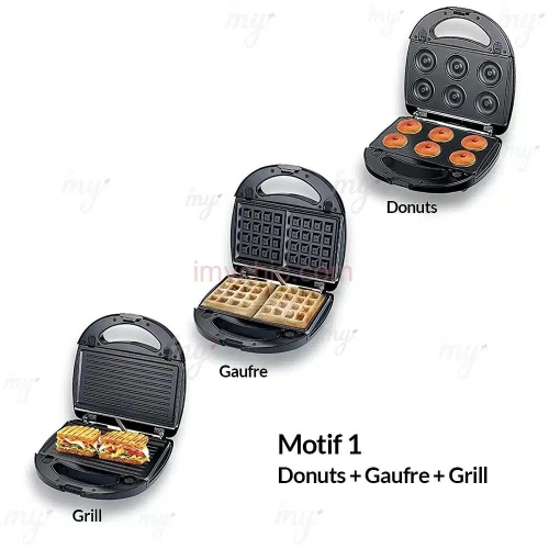 Panineuse Et Gaufrier 3en1 760W Sonashi SSM-861