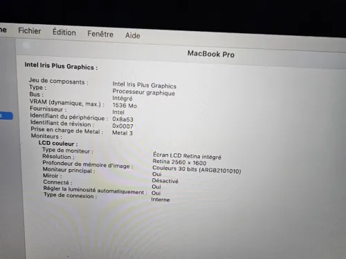 VENDU- Macbook Pro i5-2020 (13,3 inch , 2020) Touchbar 16G/1T