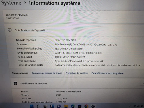 -vendu- LENOVO Thinkpad L14 Gen 2 i5-1145G7 16G/256,  (4 Coeurs / 8 Threads  / 8MB Cache)  