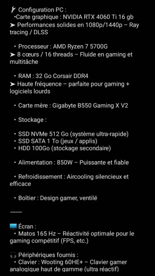 Setup gaming complet haut gamme
