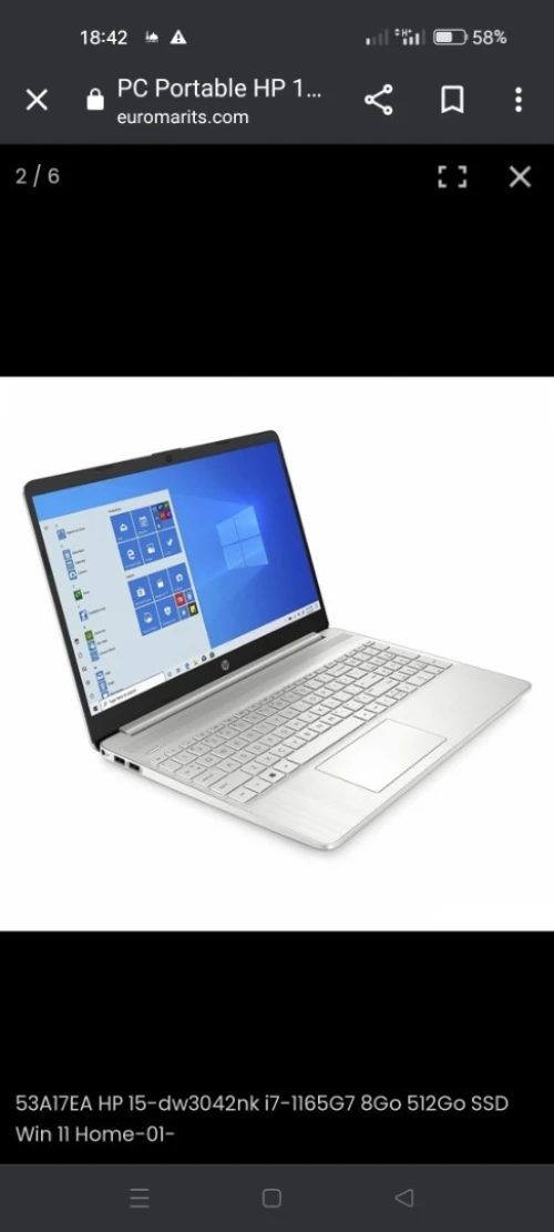 PC PORTABLE HP 15-Dw3019nk I3-1115G4/4G/256SSD/ WIN10/15.6