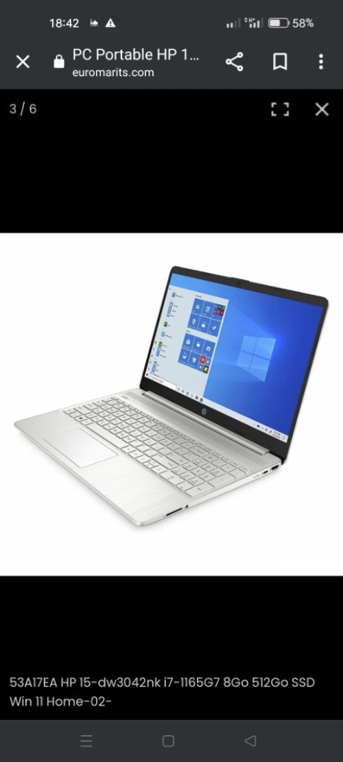 PC PORTABLE HP 15-Dw3019nk I3-1115G4/4G/256SSD/ WIN10/15.6
