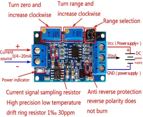 Arduino - MODULE CONVERSION DE SIGNAL 0/4-20MA À 0-3.3V 5V 10V & 0-5V TO 4-20MA
