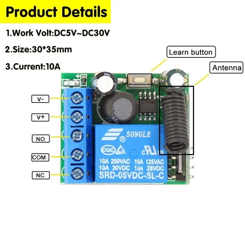 module relais émetteur-récepteur RF 433 Mhz Arduino 