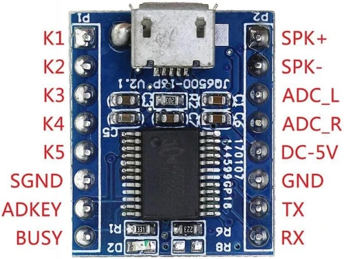 Arduino - JQ6500 Mini module MP3 – 5 canaux –