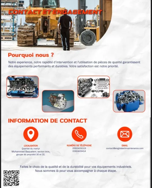 Maintenance moteur boite vitesse engins 
