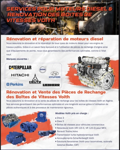 Maintenance moteur boite vitesse engins 