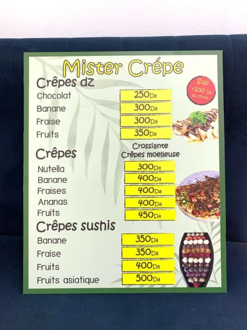 Menu en forex fast food resto caféteria 