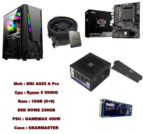 Canfig Ryzen 5 5650G A520 Ram 16gb SSD 256gb 