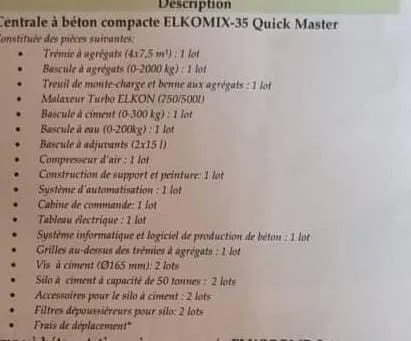 Centrale à béton Elkon 35 2014
