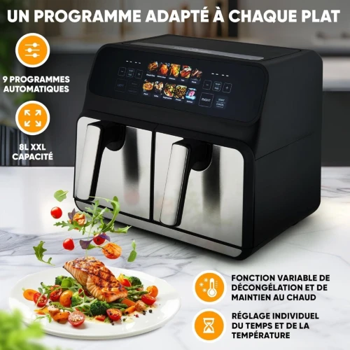 Friteuse Air Fryer sans huile 8L 2200W Double Tiroirs Avec Minuterie Proficook - مقلاة هوائية