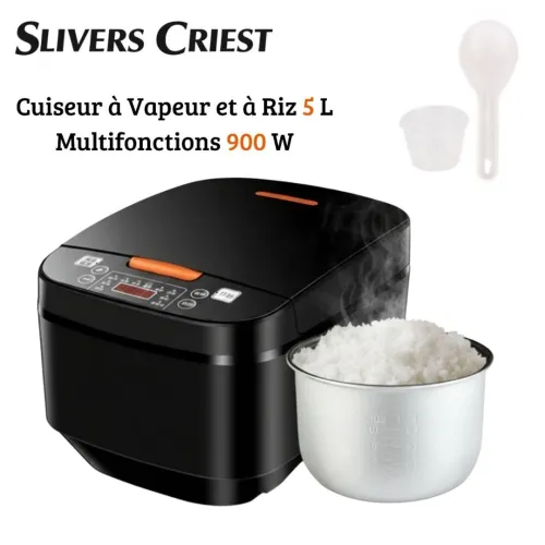 Cuiseur à Vapeur et à Riz Multifonctions 5L 900W Écran Tactile Bol Aluminium 10 Programmes