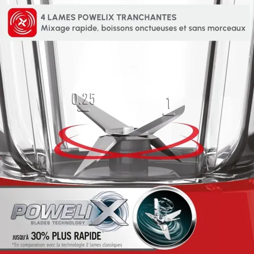 Blender Mixeur Electrique Moulinex Blendforce 600W 2 Litres 2 Vitesses et turbo 4 Lames  - خلاط كهربائي