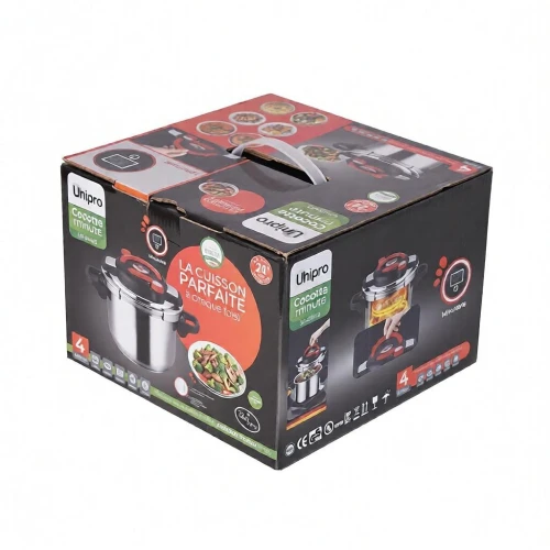 Cocotte Minute Autocuiseur Inox 4 Litres Avec Minuterie - Compatible Tous Feux avec Ouverture Facile - UniPro