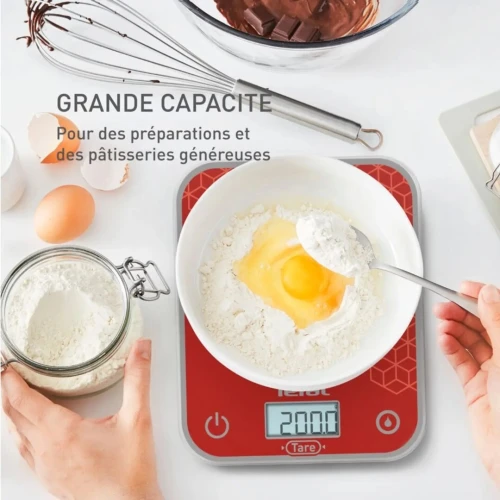 Balance de Cuisine Électronique En Verre Tefal Optiss 5kg avec Fonction Tare - ميزان مطبخ