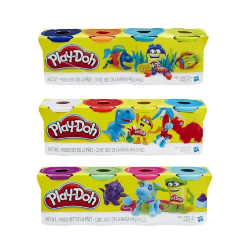 Play Doh Pack de 4 Pots Recharge de Pate à Modeler pour Enfants