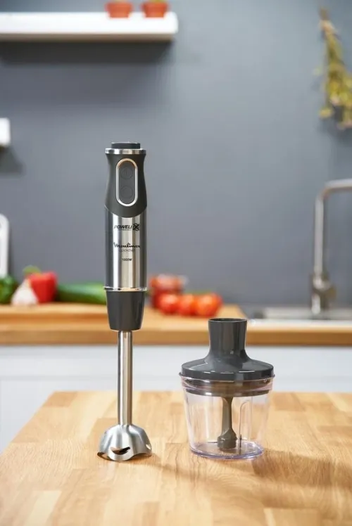 Bras Mixeur 3en1 Plongeant Moulinex QuickChef 1000W 10 Vitesses avec Hachoir et Verre doseur INOX
