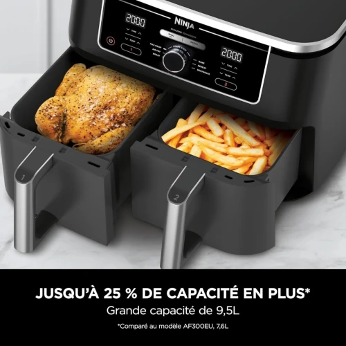 Friteuse Air Fryer NINJA sans huile 9.5L 2470W avec 2 tiroirs et 6 Programmes Foodi MAX Dual Zone