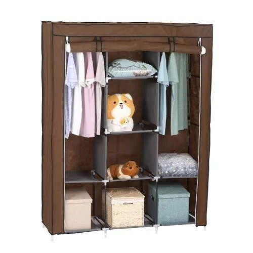 Armoire de Rangement En Tissu de Vetements Demontable Marron خزانة ترتيب الملابس
