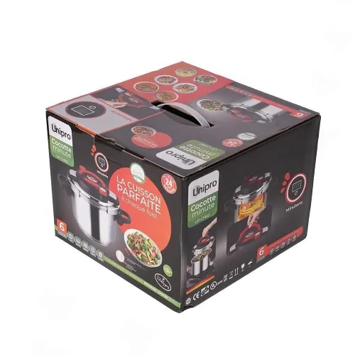 Cocotte Minute Autocuiseur UniPro Inox 6 Litres Avec Minuterie - Compatible Tous Feux avec Ouverture Facile - UP-CM6G