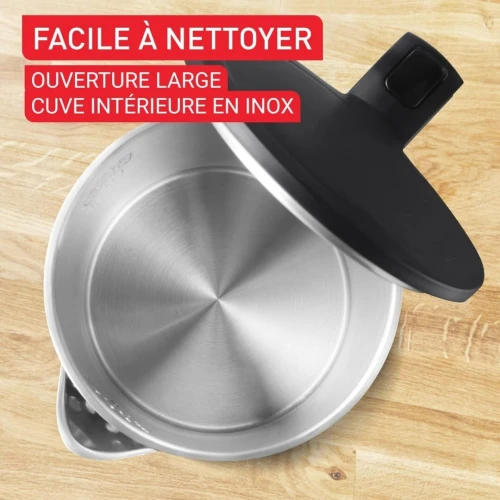 Bouilloire électrique TEFAL 1500W 1.5L Noir et intérieur inox - Thermo Protect