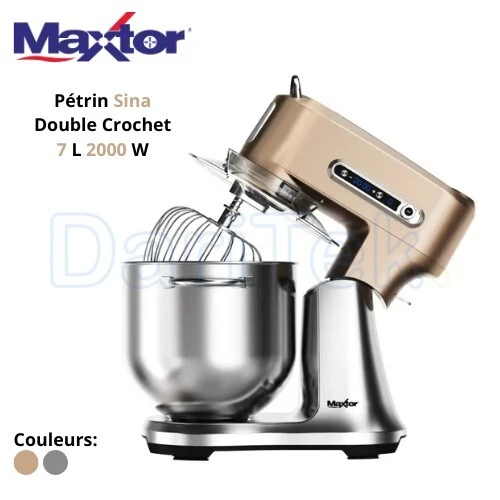 Robot Pétrin Maxtor Sina Multifonction Double Crochet 2000W 7L 3.5 Kg avec 8 Vitesses - MAX70KN0FO