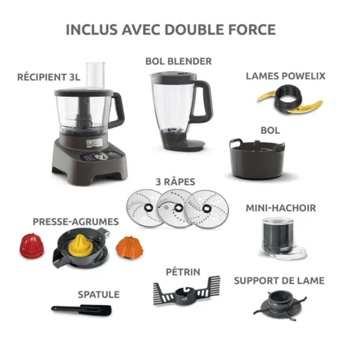 Robot Multifonction Culinaire De Cuisine 1000W 3L - 31 Fonctions 10 Accessoires Moulinex DoubleForce