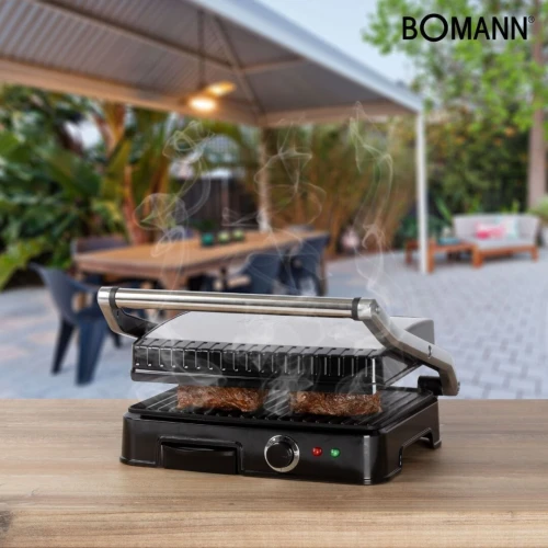 Panineuse et Grille Viande Électrique BOMANN - 2000W avec Indicateur INOX Contact Grill
