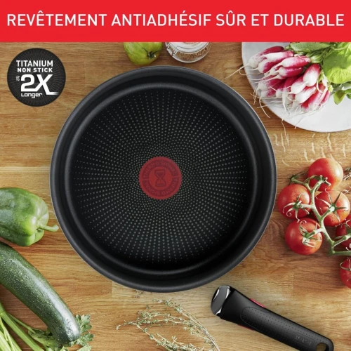 Batterie De Cuisine TEFAL 10 pièces à poignée amovible inox anti-adhésif - Tefal Ingenio Emotion