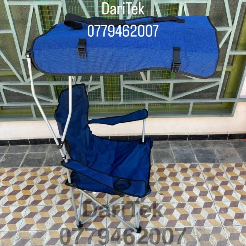 Chaise Pliante avec Pare-soleil Intégré et Porte Gobelet pour Plage Camping Bivouac Trés Solide