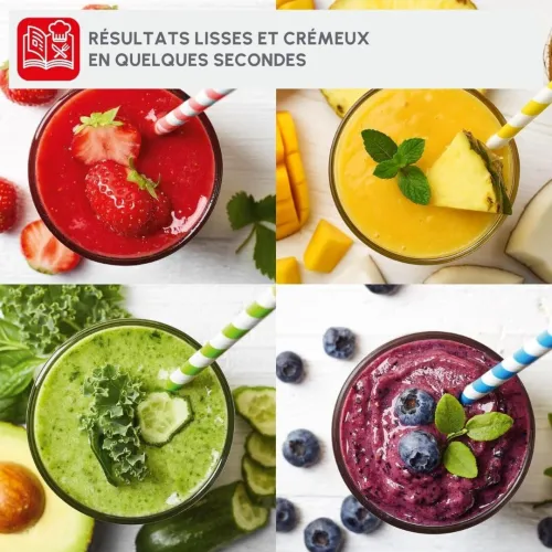 Blender Mixeur Électrique Moulinex 600mL 300W 1 Vitesse Avec 2 Bouteilles À Emporter - Mix and Move