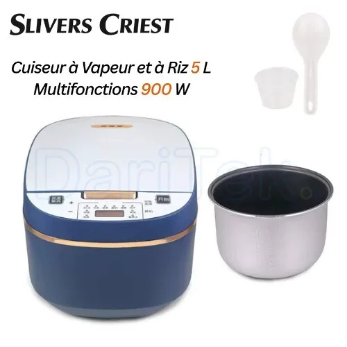 Cuiseur à Vapeur et à Riz Multifonctions 5L 900W Écran Tactile Bol Aluminium 10 Programmes