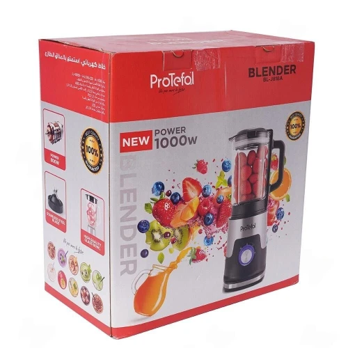 Blender Mixeur Protefal 1000W 2.2L 2 Vitesses + Turbo 6 Lames Inox Et Bol En Verre - خلاط كهربائي