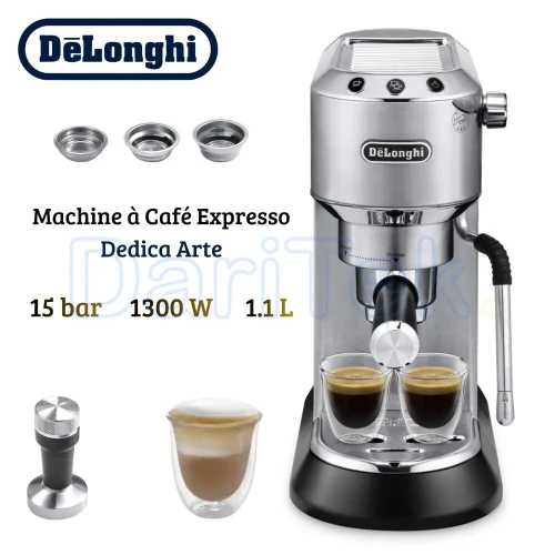 Machine à Café Expresso DeLonghi Dedica Arte 15 bars 1.1 Litres 1300W avec Buse Vapeur Lait - EC885.M - ماكينة قهوة
