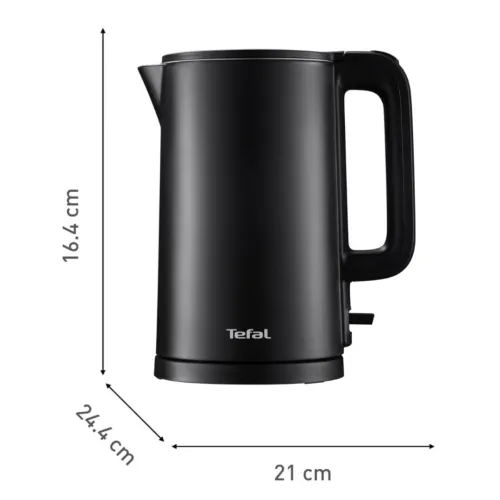 Bouilloire électrique TEFAL 1500W 1.5L Noir et intérieur inox - Thermo Protect