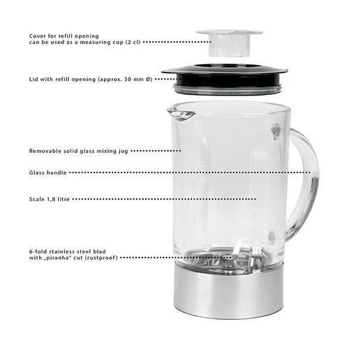 Blender Mixeur Électrique En Verre 1200W 1.8L Proficook خلاط كهربائي 1.8 لتر