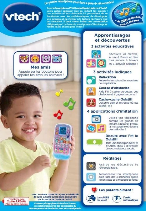 Smartphone VTech P'tit Genius Magic Light - Téléphone éducatif interactif Cadeau pour enfants