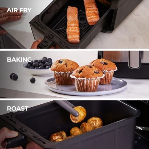 Friteuse Air Fryer Kenwood sans huile 1700W 8L Double Bacs Dual Zone - Écran Tactile 8 Programmes