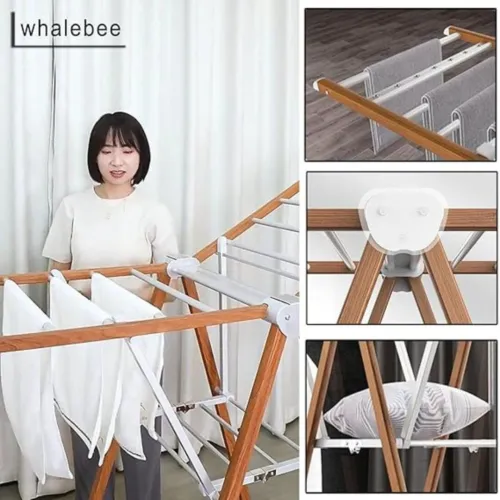 Sèche Linge Pliable En Aluminium Deux Niveaux Avec 4 Roues pour vetements - Léger Solide et pratique